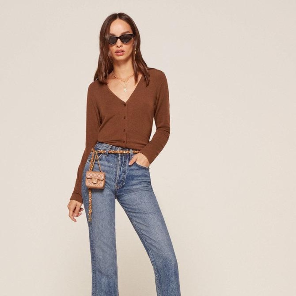 Reformation “Carolina Top” sweater in Cocoa